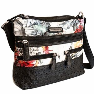 NWOT Stone Mountain Accessories Floral Crossbody Bag - Black and Multicolor